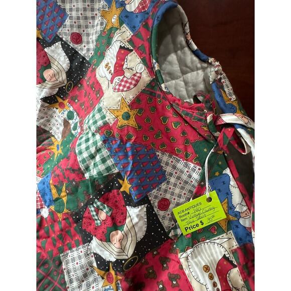 Vintage Country Patchwork Christmas Tree Skirt With Tie Closure - Picture 3 of 4